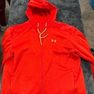Under Armour Rival Terry Long Sleeve Full Zip Hoodie Sweatshirt Sz L Orange